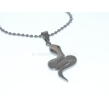 NSA|Acciaio : Collana pallini beads uomo donna ciondolo cobra serpente