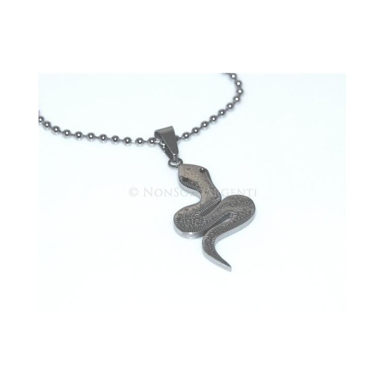 NSA|Acciaio : Collana pallini beads uomo donna ciondolo cobra serpente