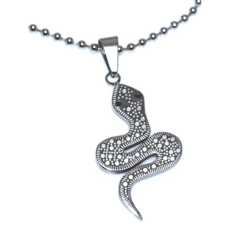 NSA|Collana serpente cobra acciaio ciondolo catena palline uomo donna