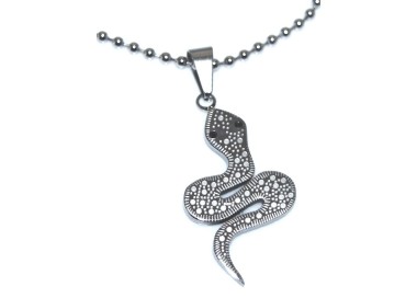 NSA|Collana serpente cobra acciaio ciondolo catena palline uomo donna