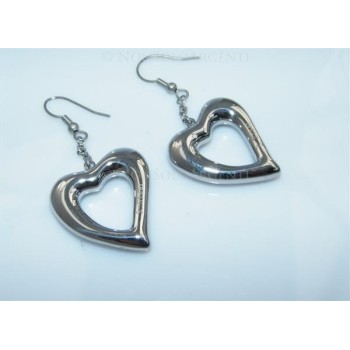 NSA|Orecchini ACCIAIO - Stainless Steel - Ciondoli a cuori aperti