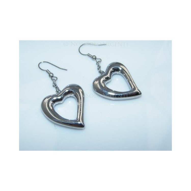 NSA|Orecchini ACCIAIO - Stainless Steel - Ciondoli a cuori aperti