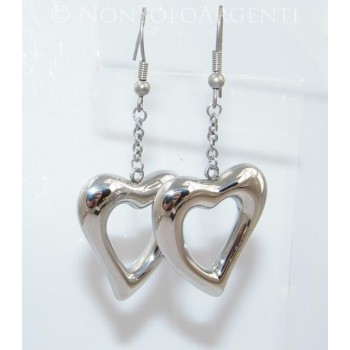 NSA|Orecchini ACCIAIO - Stainless Steel - Ciondoli a cuori aperti