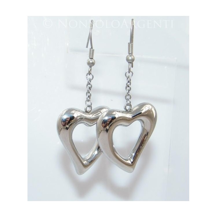 NSA|Orecchini ACCIAIO - Stainless Steel - Ciondoli a cuori aperti