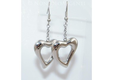 NSA|Orecchini ACCIAIO - Stainless Steel - Ciondoli a cuori aperti