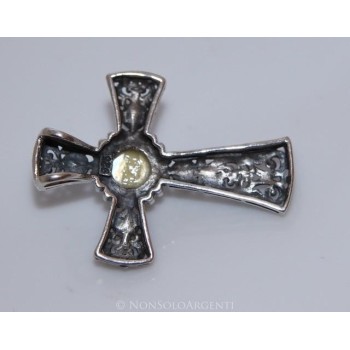 NSA|Templar cross pendant silver 925 with ethnic pearls