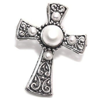 NSA|Ciondolo Croce Templare argento925 con perle etnico