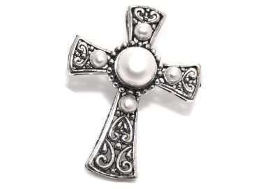 NSA|Ciondolo Croce Templare argento925 con perle etnico