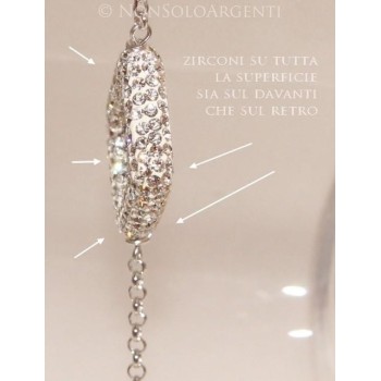 NSA|Argento 925 : Bracciale rolo' donna con centrale a pave' di zirconi fronte e retro
