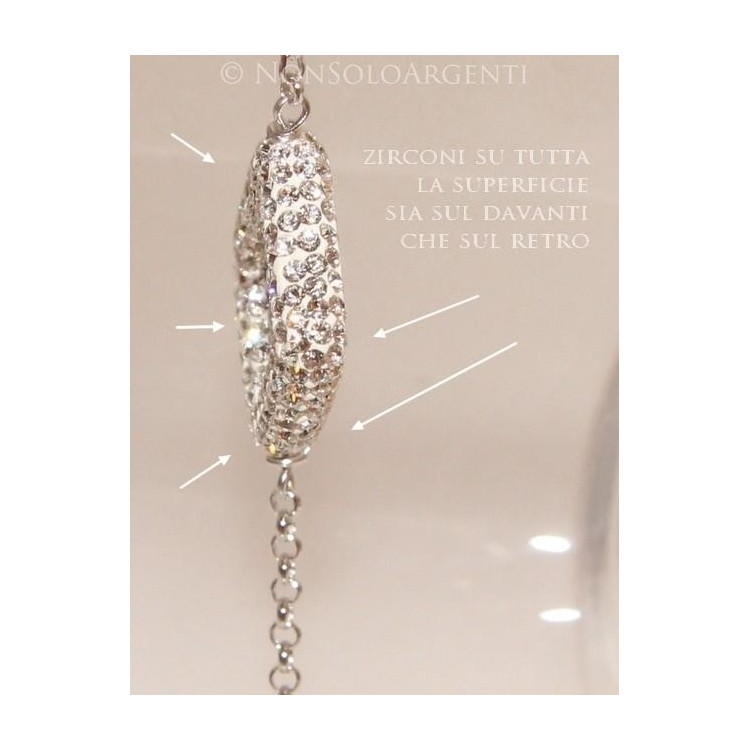 NSA|Argento 925 : Bracciale rolo' donna con centrale a pave' di zirconi fronte e retro