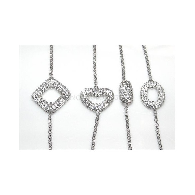 NSA|Argento 925 : Bracciale rolo' donna con centrale a pave' di zirconi fronte e retro