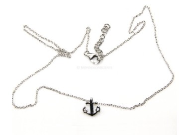 NSA|silver 925: Necklace Collier man woman "forzatina" 40 + 3 and small anchor white zirconia