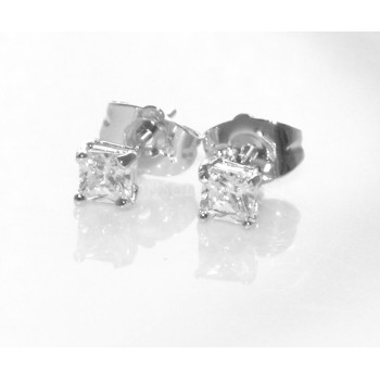 NSA|Orecchini uomo o donna Lamin ORO BIANCO 18k Gold PLATED punto luce carre' in varie misure