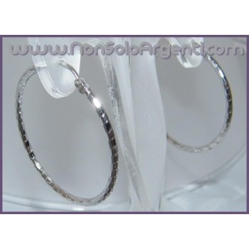 NSA|Argento 925 Italiano Rodiato : Orecchini Anelle Cerchi Sfaccettate Luminose