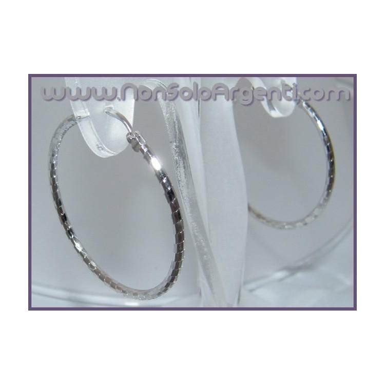 NSA|Argento 925 Italiano Rodiato : Orecchini Anelle Cerchi Sfaccettate Luminose