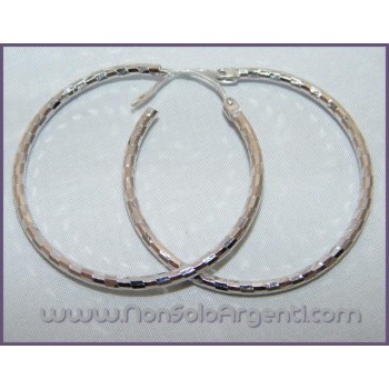 NSA|Argento 925 Italiano Rodiato : Orecchini Anelle Cerchi Sfaccettate Luminose