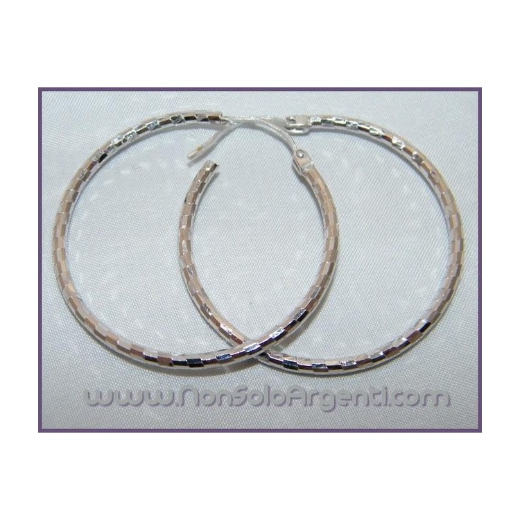 NSA|Argento 925 Italiano Rodiato : Orecchini Anelle Cerchi Sfaccettate Luminose