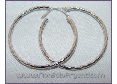 NSA|Argento 925 Italiano Rodiato : Orecchini Anelle Cerchi Sfaccettate Luminose