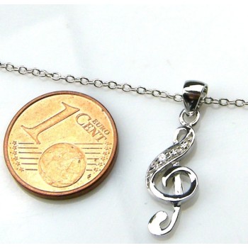 NSA|silver 925: man woman anklet bracelet with pendant clef white zirconia