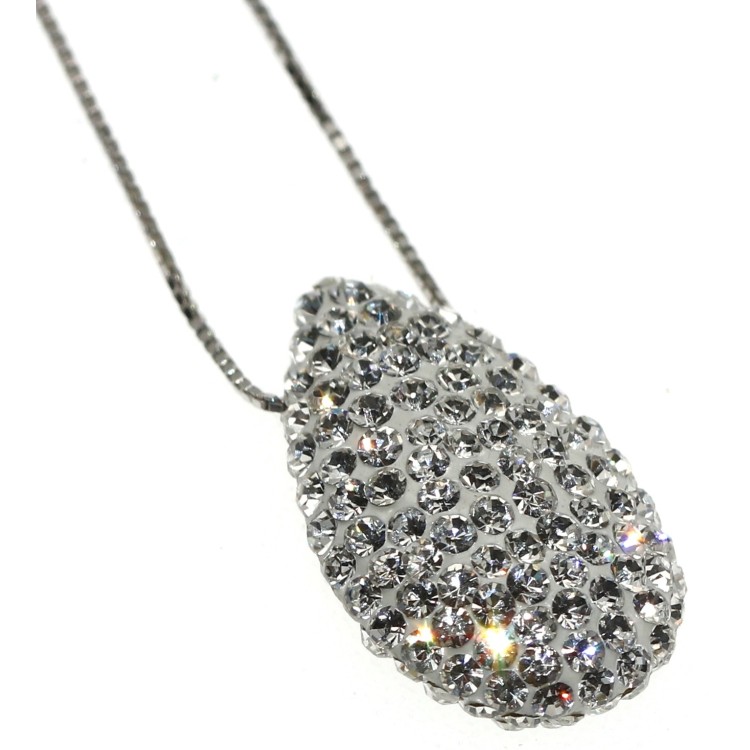 NSA|925 silver choker with zircons passing through drop necklace woman