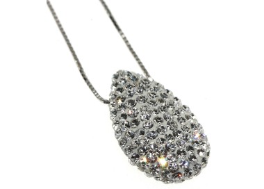 NSA|925 silver choker with zircons passing through drop necklace woman