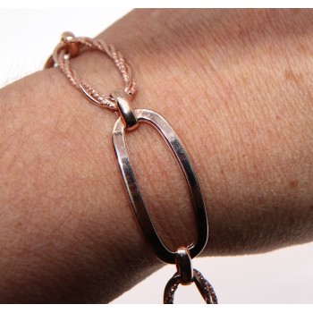 NSA|Oval woman bracelet 925 silver smooth diamond mesh woman rose gold