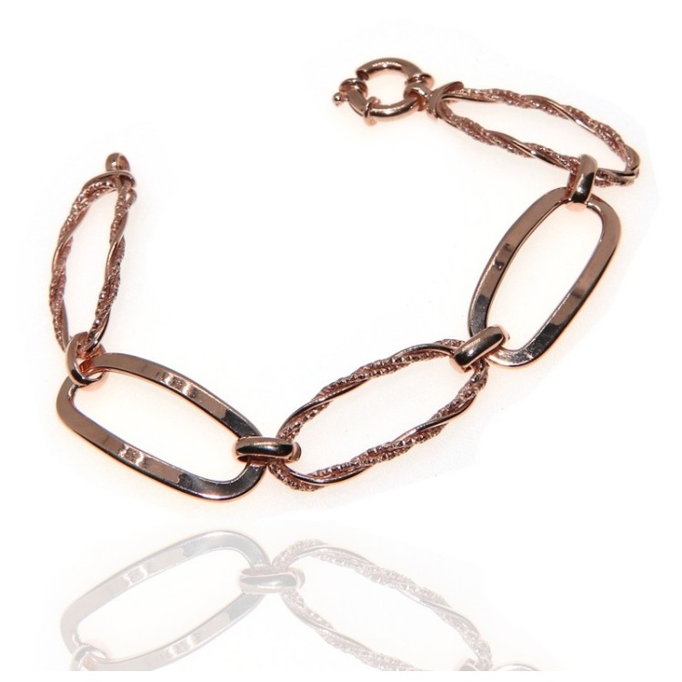 NSA|Oval woman bracelet 925 silver smooth diamond mesh woman rose gold