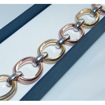 NSA|Argento 925 : Bracciale donna ovali lucidi grandi con treccine rifinito in oro giallo bianco rosa 17