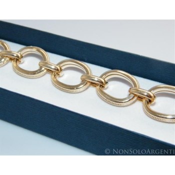 NSA|Argento 925 : Bracciale donna ovali lucidi grandi con treccine rifinito in oro giallo 17