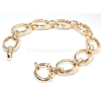 NSA|Argento 925 : Bracciale donna ovali lucidi grandi con treccine rifinito in oro giallo 17