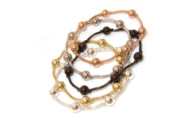 NSA|925 Silver Woman elastic bracelet with bars and spheres in 5 colours