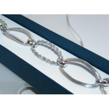 NSA|Argento 925 : Bracciale donna con maglia ovale liscia diamantata