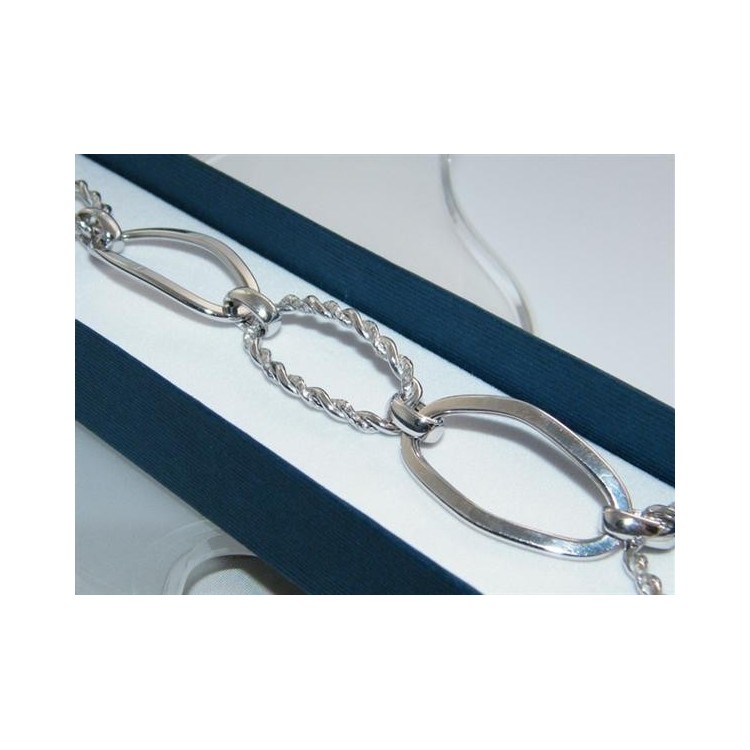 NSA|Argento 925 : Bracciale donna con maglia ovale liscia diamantata