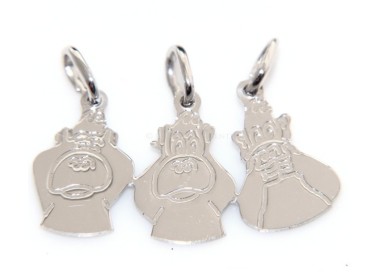 NSA|argento 925 - 3 ciondoli da spezzare con le scimmie per famiglia amici