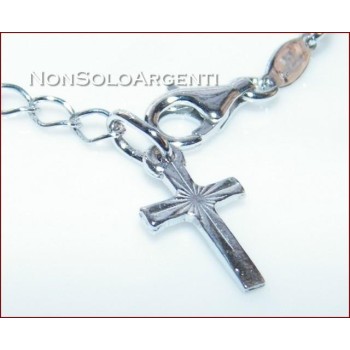 NonSoloArgenti |Bracciale Rosario argento 925 sfere grandi 5mm e ciondolo a croce Varie Misure