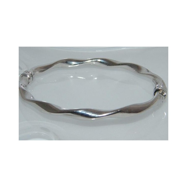 NSA|Argento 925 : bracciale uomo o donna rigido cerchio Molla tochon chiusura sicurezza