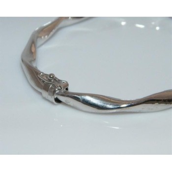 NSA|Argento 925 : bracciale uomo o donna rigido cerchio Molla tochon chiusura sicurezza