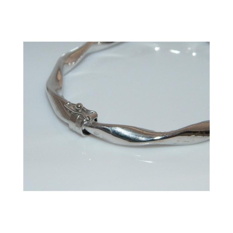 NSA|Argento 925 : bracciale uomo o donna rigido cerchio Molla tochon chiusura sicurezza