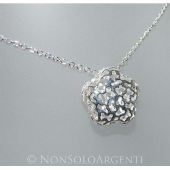 NSA|Bigiotteria : Collana laminata Argento con ciondolo passante di fiore traforato
