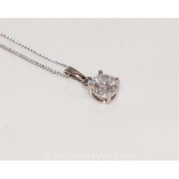 NSA|Bigiotteria : collana uomo o donna ciondolo pendente punto luce 7 mm  zircone   Lamin ORO BIANCO 18k Gold PLATED