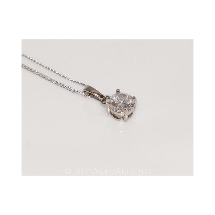 NSA|Bigiotteria : collana uomo o donna ciondolo pendente punto luce 7 mm  zircone   Lamin ORO BIANCO 18k Gold PLATED