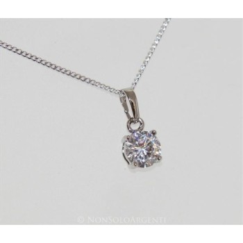 NSA|Bigiotteria : collana uomo o donna ciondolo pendente punto luce 7 mm  zircone   Lamin ORO BIANCO 18k Gold PLATED