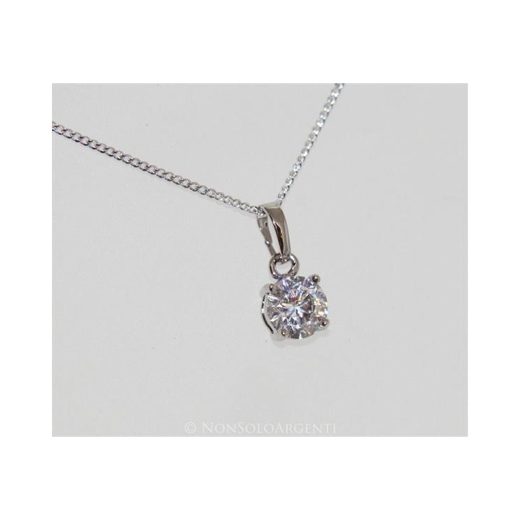 NSA|Bigiotteria : collana uomo o donna ciondolo pendente punto luce 7 mm  zircone   Lamin ORO BIANCO 18k Gold PLATED