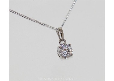 NSA|Bigiotteria : collana uomo o donna ciondolo pendente punto luce 7 mm  zircone   Lamin ORO BIANCO 18k Gold PLATED