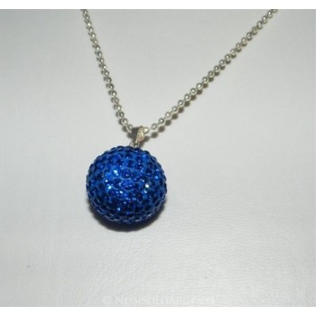 NSA|Ciondolo Argento 925 : Sfera media Blu Elettrico con chiama Angeli pavè di Zirconia collana omaggio 20 mm