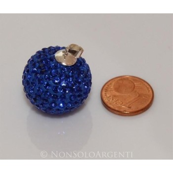 NSA|Ciondolo Argento 925 : Sfera media Blu Elettrico con chiama Angeli pavè di Zirconia collana omaggio 20 mm