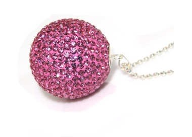 NSA|Ciondolo Argento 925 : Sfera EnoRmE Rosa acceso Fuchsia con chiama Angeli pavè di Zirconi collana omaggio 29 mm
