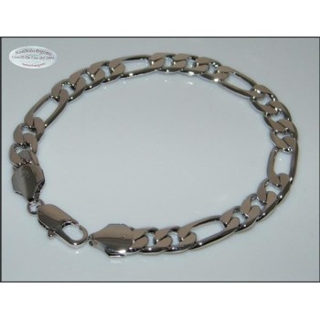 NSA|Bigiotteria Bracciale Braccialetto Uomo Figaro 3 + 1 Laminato 18KGF 20 cm