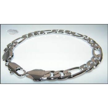 NSA|Bigiotteria Bracciale Braccialetto Uomo Figaro 3 + 1 Laminato 18KGF 20 cm