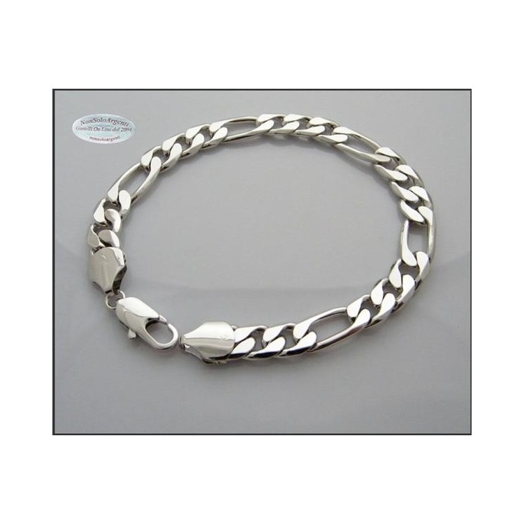 NSA|Bigiotteria Bracciale Braccialetto Uomo Figaro 3 + 1 Laminato 18KGF 20 cm